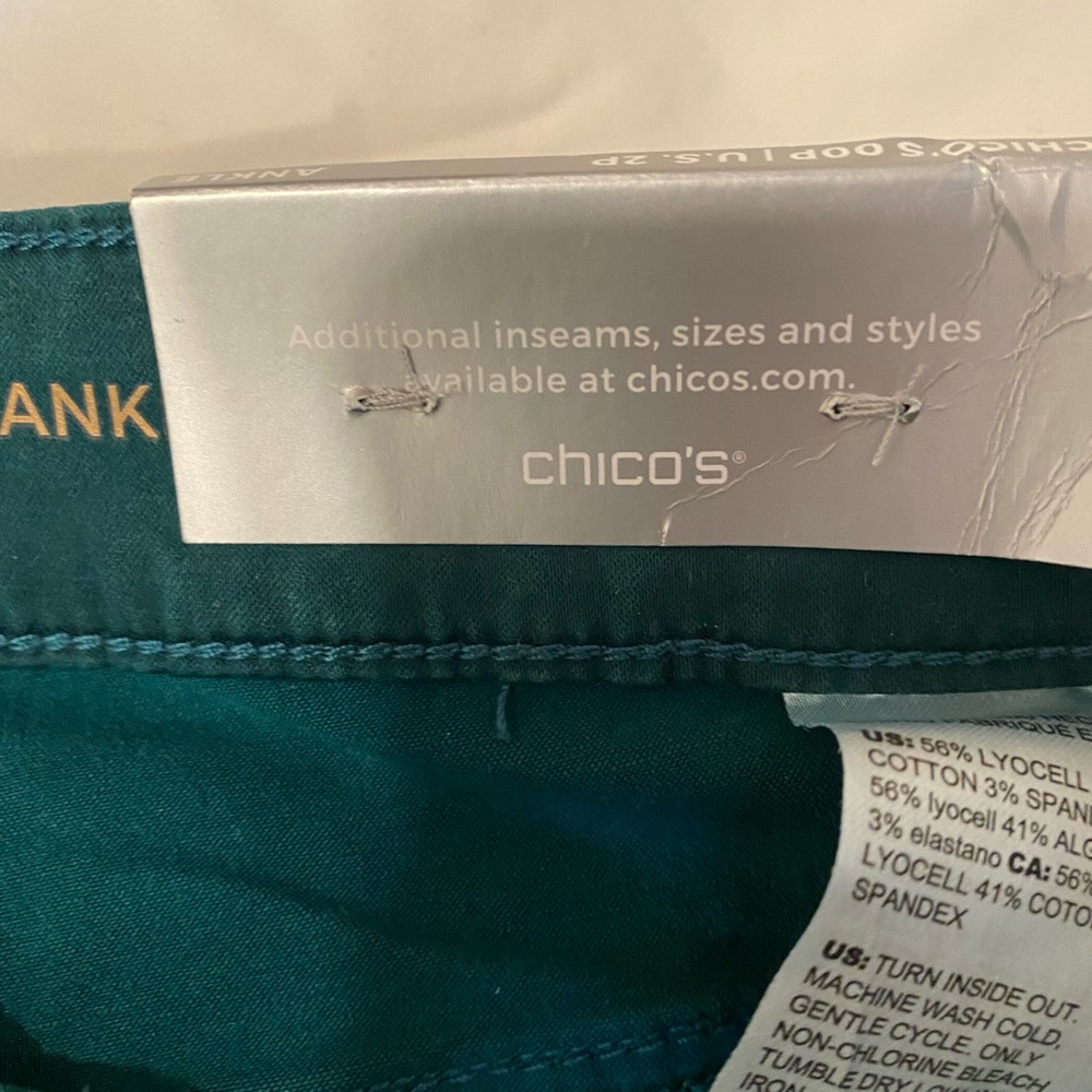 Chicos NWT So Slimming Girlfriend Slim Leg Ankle Jasper Green Jeans 00P - Picture 7 of 7